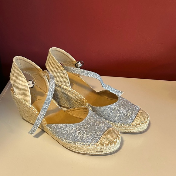 Blue Alexis Leroy Wedge Espadrilles 9-9.5 - Picture 2 of 3